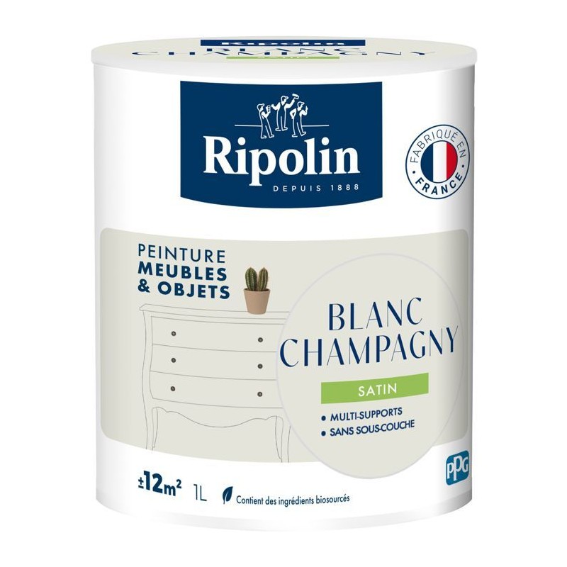 Peinture meuble et objet - Blanc champagny - Satiné - Ripolin - 1L