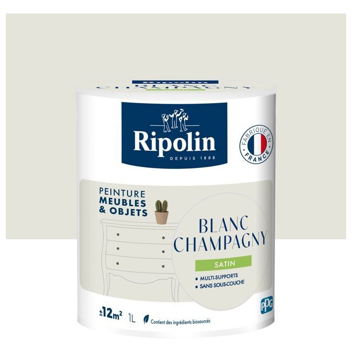 Peinture meuble et objet - Blanc champagny - Satiné - Ripolin - 1L