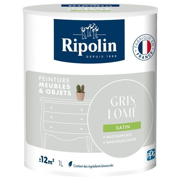 Peinture meuble et objet - Gris lomé - Satiné - Ripolin - 1L Peinture meuble et objet - Gris lomé - Satiné - Ripolin - 1L