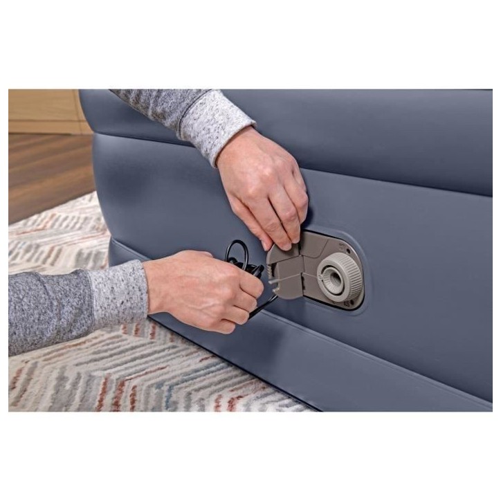 Lit gonflable - BESTWAY - 6713I - Tritech™ - 2 places, 203 x 152 x 51 cm, pompe électrique intégrée, cadre de lit