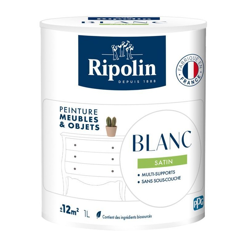 Peinture meuble et objet - Blanc - Satiné - Ripolin - 1L