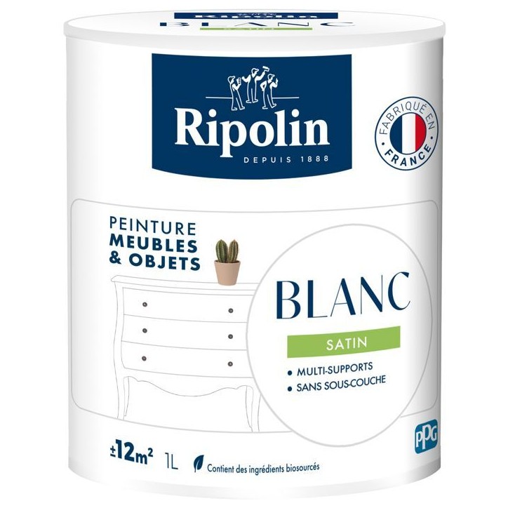 Peinture meuble et objet - Blanc - Satiné - Ripolin - 1L Peinture meuble et objet - Blanc - Satiné - Ripolin - 1L