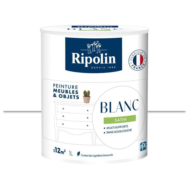 Peinture meuble et objet - Blanc - Satiné - Ripolin - 1L Peinture meuble et objet - Blanc - Satiné - Ripolin - 1L