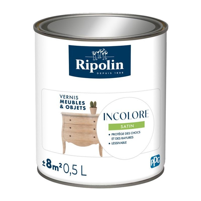 Peinture meuble et objet - Satin incolore - Satiné - Ripolin - 0,5L