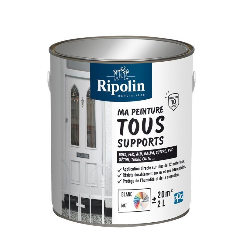 Peinture multi-supports - Blanc - Mat - Ripolin - 2L