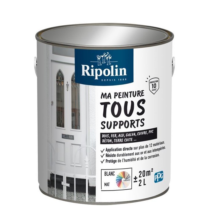 Peinture multi-supports - Blanc - Mat - Ripolin - 2L