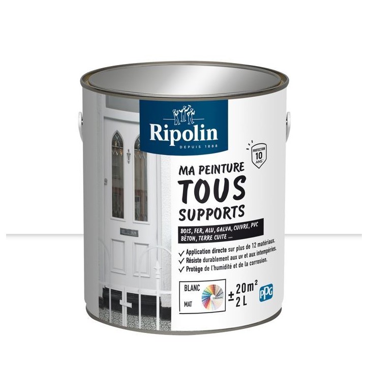 Peinture multi-supports - Blanc - Mat - Ripolin - 2L