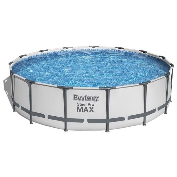 Kit Piscine hors sol tubulaire BESTWAY Steel Pro Max™- 457 x 107 cm - Ronde (Avec pompe de filtration, échelle + bâche) Kit Piscine hors sol tubulaire BESTWAY Steel Pro Max™- 457 x 107 cm - Ronde (Avec pompe de filtration, échelle + bâche)