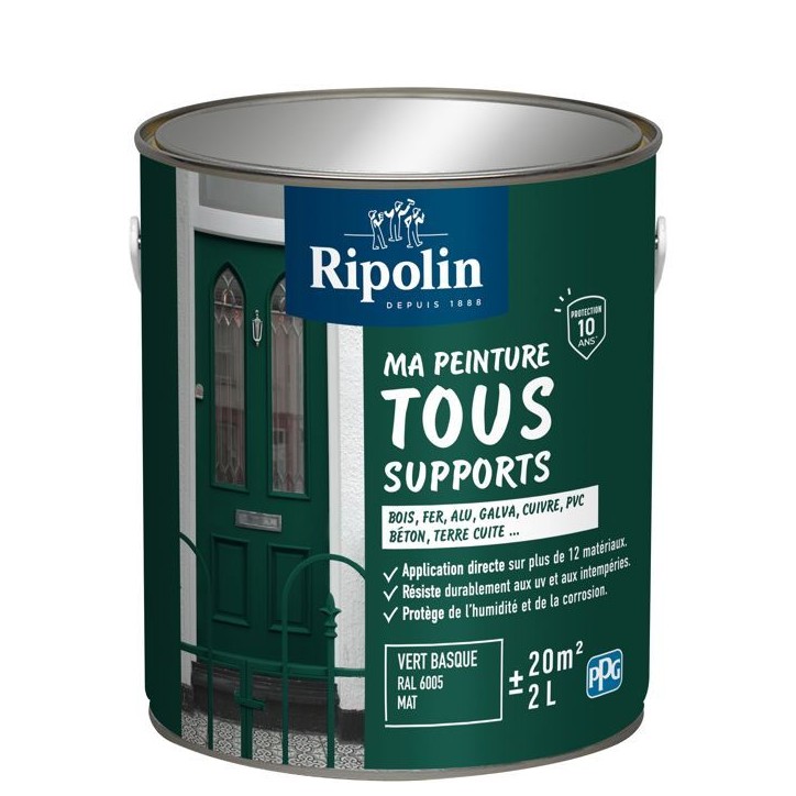 Peinture multi-supports - Vert basque - RAL 6005 - Mat - Ripolin - 2L Peinture multi-supports - Vert basque - RAL 6005 - Mat - Ripolin - 2L