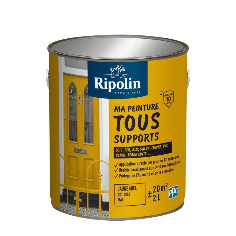 Peinture multi-supports - Jaune miel - RAL 1004 - Mat - Ripolin - 2L