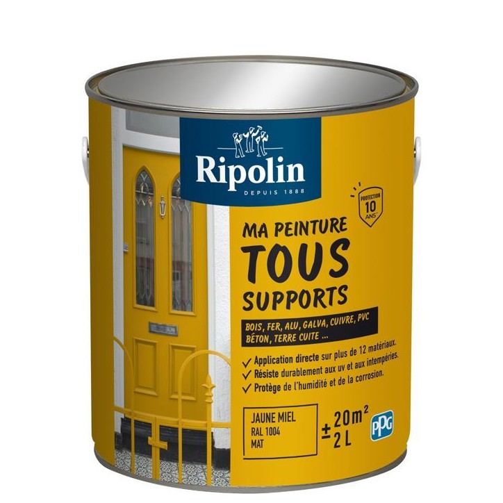 Peinture multi-supports - Jaune miel - RAL 1004 - Mat - Ripolin - 2L Peinture multi-supports - Jaune miel - RAL 1004 - Mat - Ripolin - 2L