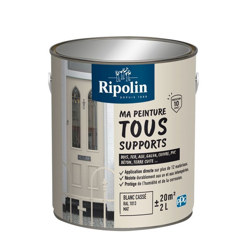 Peinture multi-supports - Blanc cassé - RAL 1013 - Mat - Ripolin - 2L