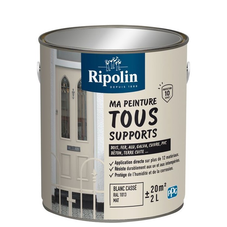 Peinture multi-supports - Blanc cassé - RAL 1013 - Mat - Ripolin - 2L Peinture multi-supports - Blanc cassé - RAL 1013 - Mat - Ripolin - 2L