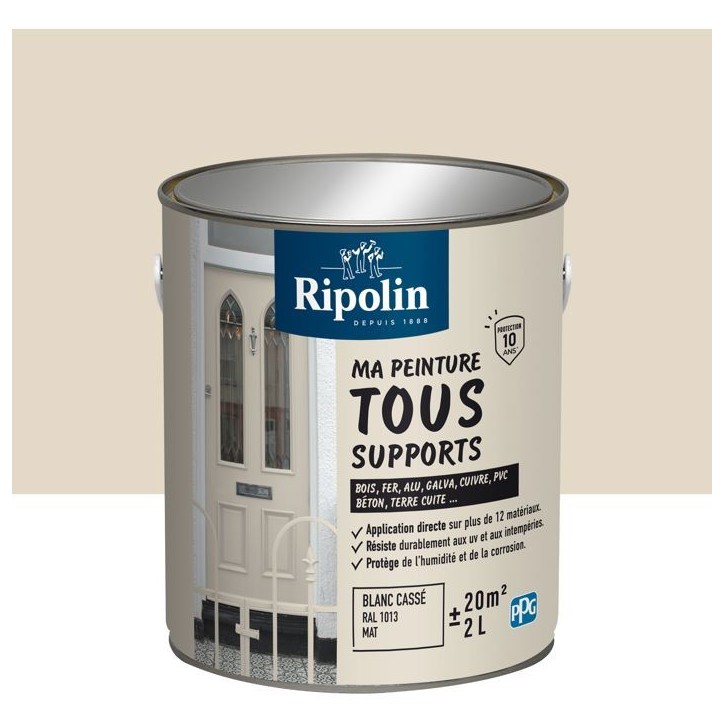 Peinture multi-supports - Blanc cassé - RAL 1013 - Mat - Ripolin - 2L Peinture multi-supports - Blanc cassé - RAL 1013 - Mat - Ripolin - 2L
