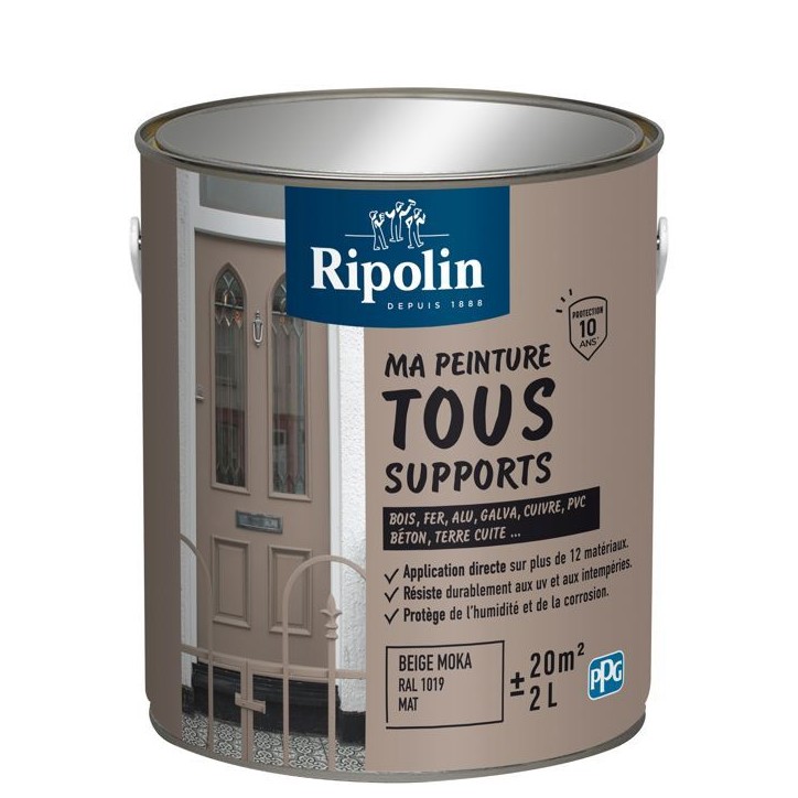 Peinture multi-supports - Beige moka - RAL 1019 - Mat - Ripolin - 2L Peinture multi-supports - Beige moka - RAL 1019 - Mat - Ripolin - 2L