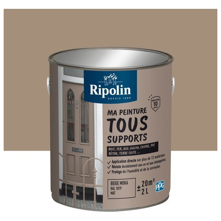 Peinture multi-supports - Beige moka - RAL 1019 - Mat - Ripolin - 2L Peinture multi-supports - Beige moka - RAL 1019 - Mat - Ripolin - 2L