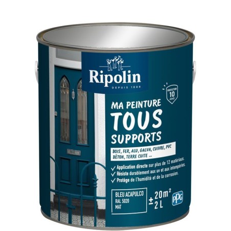 Peinture multi-supports - Bleu acapulco - RAL 5020 - Mat - Ripolin - 2