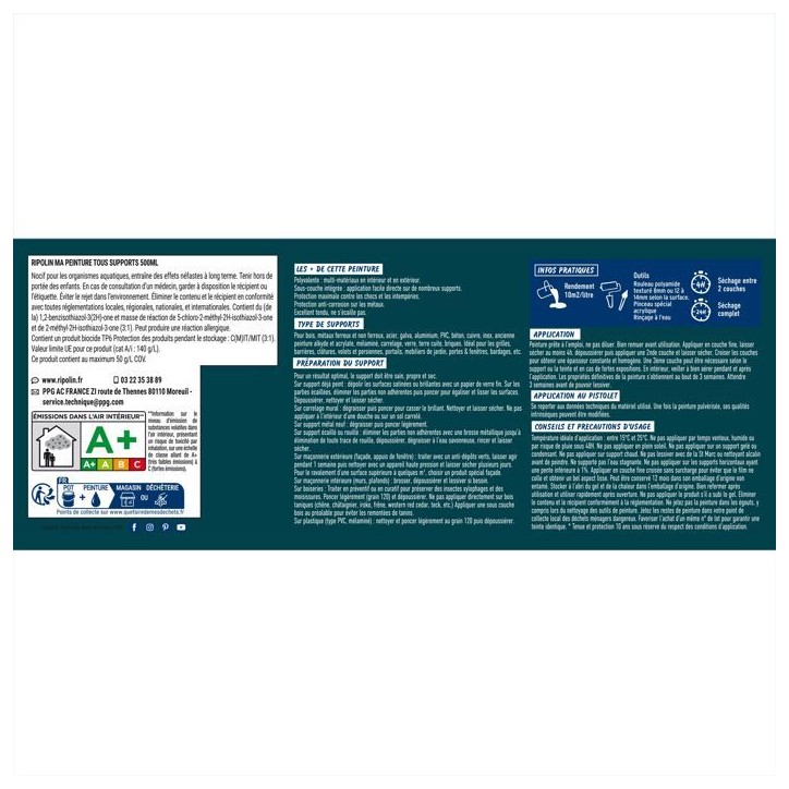 Peinture multi-supports - Bleu acapulco - RAL 5020 - Mat - Ripolin - 2L Peinture multi-supports - Bleu acapulco - RAL 5020 - Mat - Ripolin - 2L