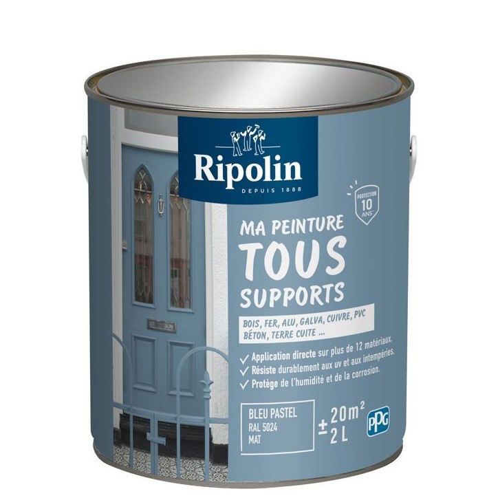 Peinture multi-supports - Bleu pastel - RAL 5024 - Mat - Ripolin - 2L Peinture multi-supports - Bleu pastel - RAL 5024 - Mat - Ripolin - 2L