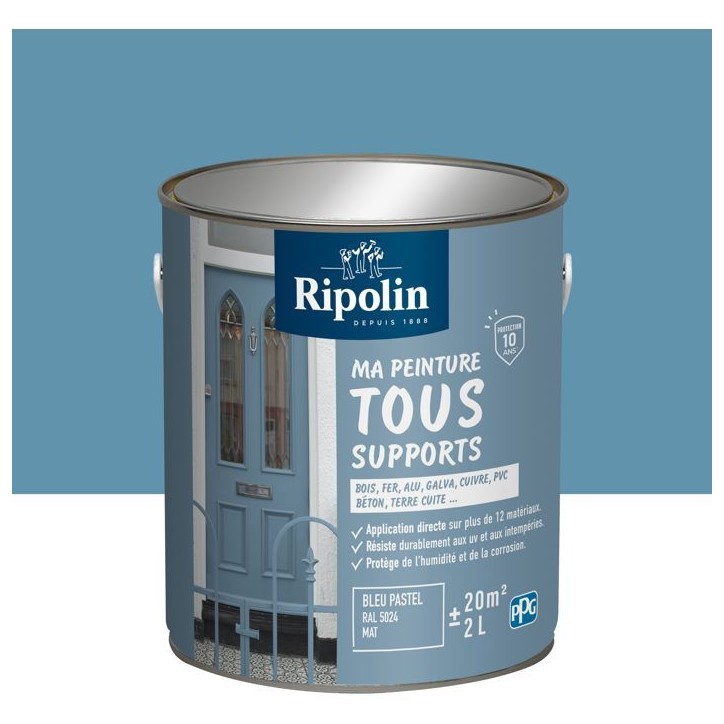 Peinture multi-supports - Bleu pastel - RAL 5024 - Mat - Ripolin - 2L Peinture multi-supports - Bleu pastel - RAL 5024 - Mat - Ripolin - 2L