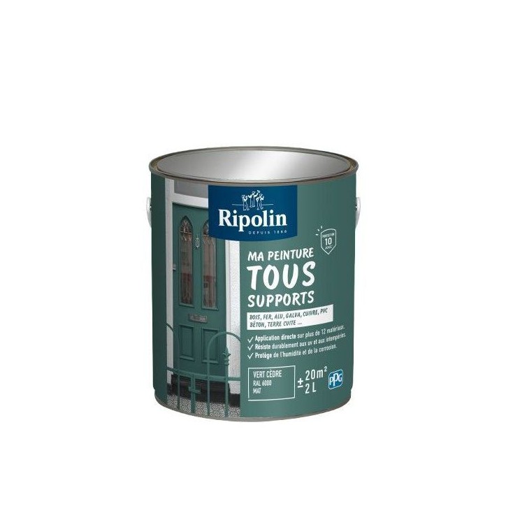 Peinture multi-supports - Vert cedre - RAL 6000 - Mat - Ripolin - 2L Peinture multi-supports - Vert cedre - RAL 6000 - Mat - Ripolin - 2L