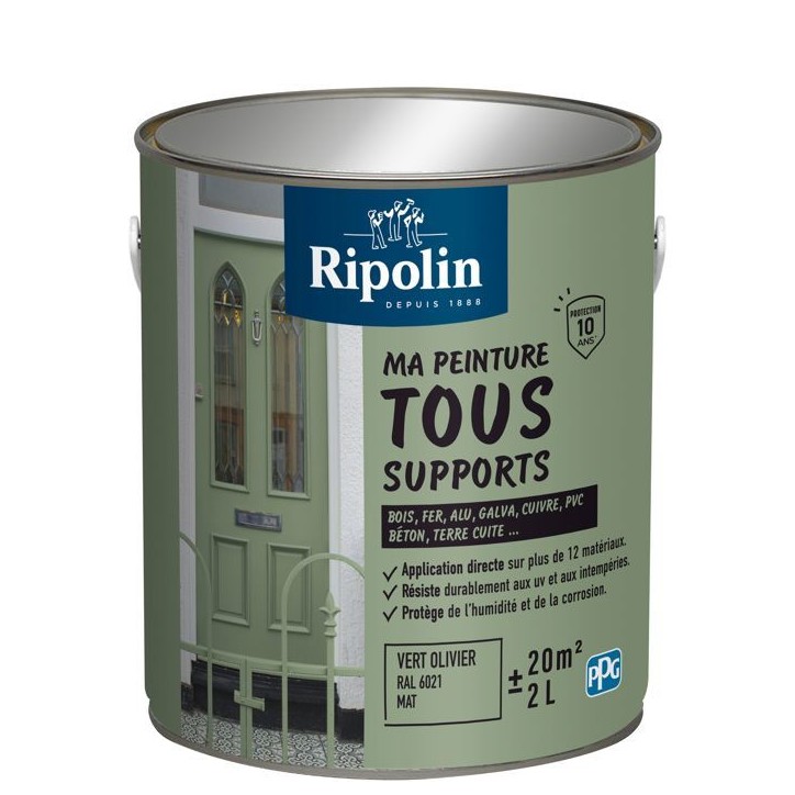 Peinture multi-supports - Vert oliver - RAL 6021 - Mat - Ripolin - 2L Peinture multi-supports - Vert oliver - RAL 6021 - Mat - Ripolin - 2L