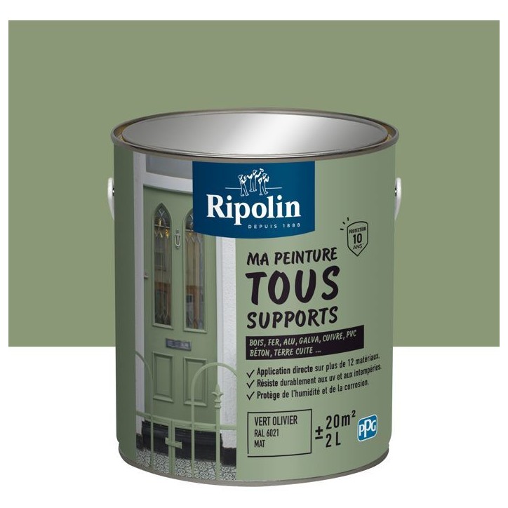 Peinture multi-supports - Vert oliver - RAL 6021 - Mat - Ripolin - 2L Peinture multi-supports - Vert oliver - RAL 6021 - Mat - Ripolin - 2L
