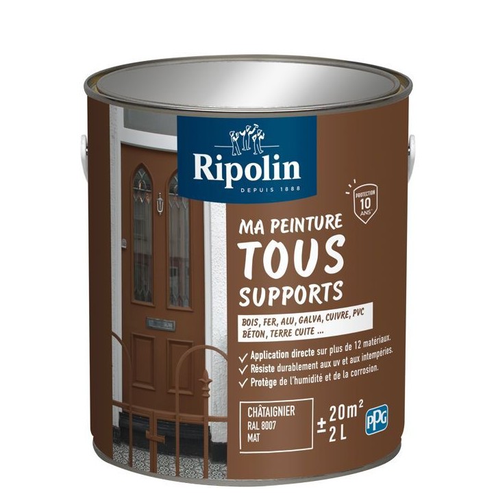 Peinture multi-supports - Châtaigner - RAL 8007 - Mat - Ripolin - 2L Peinture multi-supports - Châtaigner - RAL 8007 - Mat - Ripolin - 2L