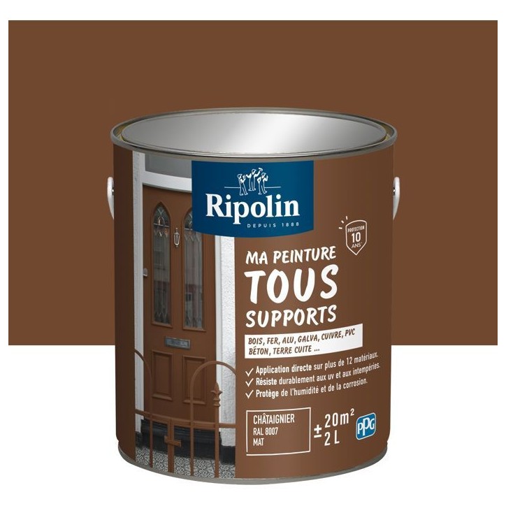 Peinture multi-supports - Châtaigner - RAL 8007 - Mat - Ripolin - 2L Peinture multi-supports - Châtaigner - RAL 8007 - Mat - Ripolin - 2L