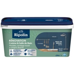 Peinture rénovation cuisine et salle de bain - Bleu de bering - Satin