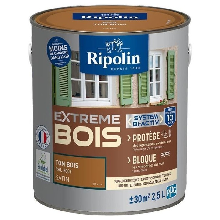 RIPOLIN PROTECTION EXTREME BOIS TON BOIS RAL 800 SATIN 2,5 L RIPOLIN PROTECTION EXTREME BOIS TON BOIS RAL 800 SATIN 2,5 L