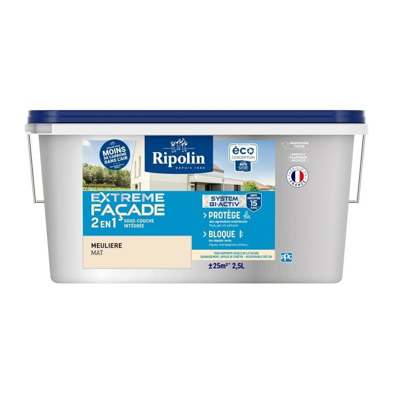 Peinture extreme façade 2 en 1 - Meuliere - Mat - Ripolin - 2,5L