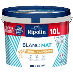 Peinture murs et plafonds - Blanc - Mat - RIPOLIN - 10 L - Edition sp