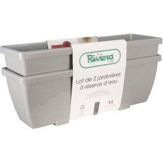 Bac a fleurs RIVIERA EVA - Lot 2 jardinieres - Plastique - 56,5x18,5x
