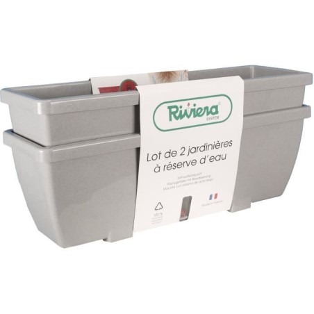 Bac a fleurs RIVIERA EVA - Lot 2 jardinieres - Plastique - 56,5x18,5x