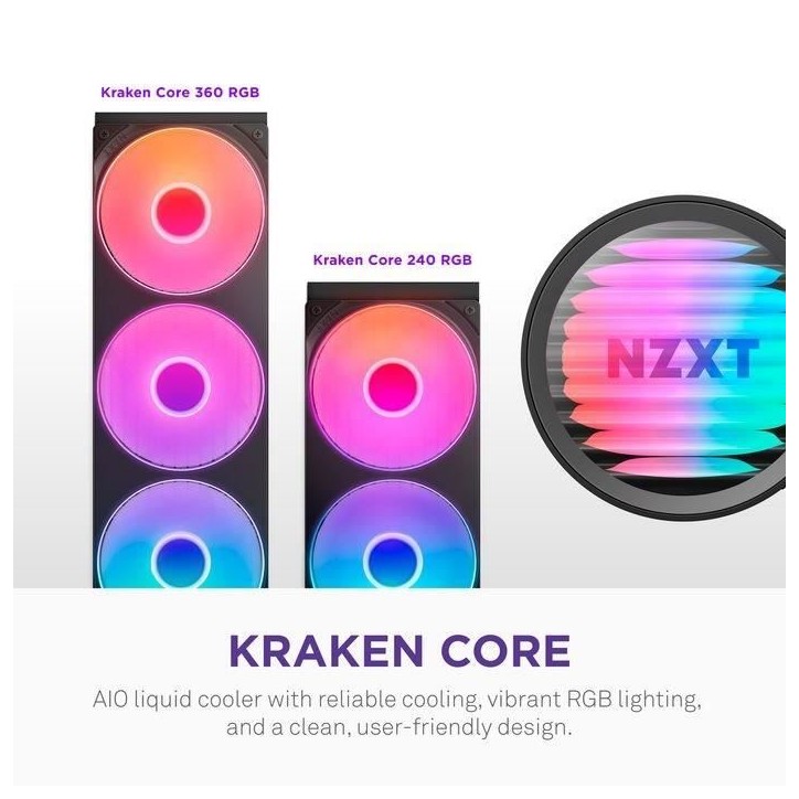 NZXT - Kraken Core RGB - RL-KR24C-B1 - Watercooling - 240mm NZXT - Kraken Core RGB - RL-KR24C-B1 - Watercooling - 240mm