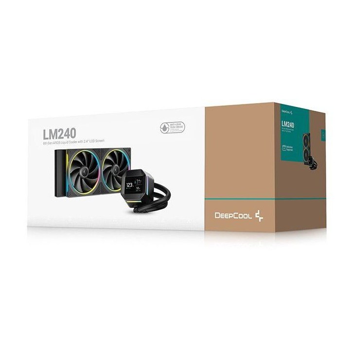 DEEPCOOL - R-LM240-BKDMMC-1 - Watercooling - 240mm AIO - Ecran IPS de 2,4 pouces - Noir - Pompe 6eme génération - 2500 a 3400 DEEPCOOL - R-LM240-BKDMMC-1 - Watercooling - 240mm AIO - Ecran IPS de 2,4 pouces - Noir - Pompe 6eme génération - 2500 a 3400