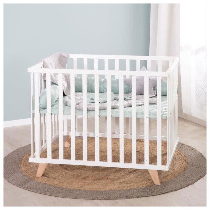 Parc bébé - ROBA - 75 x 100 cm - Tapis de parc 'Lil Planet' vert givré inclus - Blanc Parc bébé - ROBA - 75 x 100 cm - Tapis de parc 'Lil Planet' vert givré inclus - Blanc