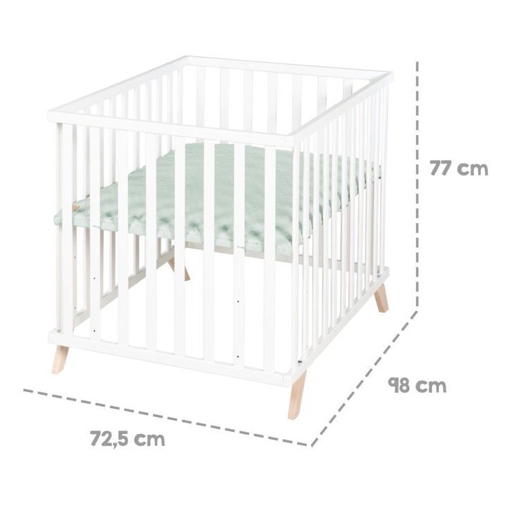 Parc bébé - ROBA - 75 x 100 cm - Tapis de parc 'Lil Planet' vert givré inclus - Blanc Parc bébé - ROBA - 75 x 100 cm - Tapis de parc 'Lil Planet' vert givré inclus - Blanc