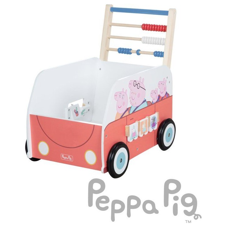 Chariot de marche multifonction - ROBA - Peppa Pig - Avec centre d'activités en forme de bus - Corail Chariot de marche multifonction - ROBA - Peppa Pig - Avec centre d'activités en forme de bus - Corail