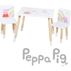 Set table et 2 chaises pour enfant - ROBA - Peppa Pig - Pieds en bois