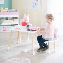 Set table et 2 chaises pour enfant - ROBA - Peppa Pig - Pieds en bois massif - Blanc / Rose / Naturel