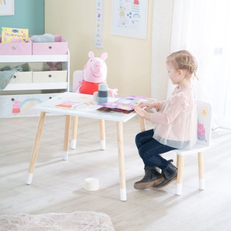 Set table et 2 chaises pour enfant - ROBA - Peppa Pig - Pieds en bois massif - Blanc / Rose / Naturel