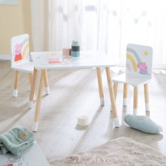 Set table et 2 chaises pour enfant - ROBA - Peppa Pig - Pieds en bois