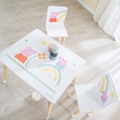 Set table et 2 chaises pour enfant - ROBA - Peppa Pig - Pieds en bois