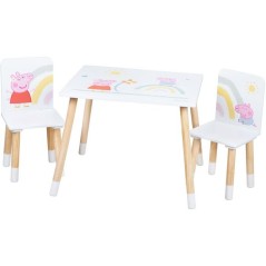Set table et 2 chaises pour enfant - ROBA - Peppa Pig - Pieds en bois