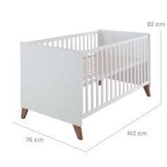 Lit bébé évolutif en lit junior - 70 x 140 cm - ROBA - OLE - Blanc