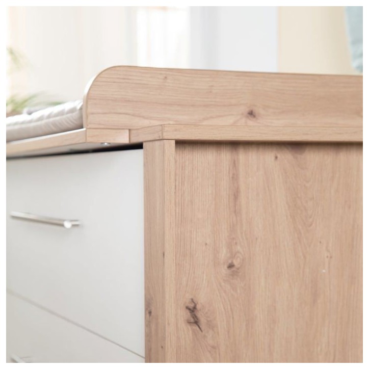Commode a langer - ROBA - MALO - 3 tiroirs - Chene clair / blanc Commode a langer - ROBA - MALO - 3 tiroirs - Chene clair / blanc