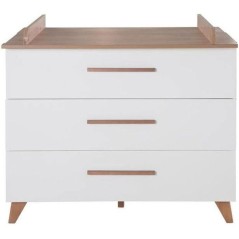 Commode a langer - ROBA - OLE - 3 tiroirs - Chene foncé / blanc