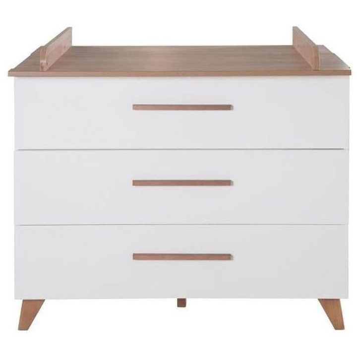 Commode a langer - ROBA - OLE - 3 tiroirs - Chene foncé / blanc Commode a langer - ROBA - OLE - 3 tiroirs - Chene foncé / blanc